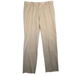 Charleston Khakis Mens 42x Unhemmed Beige Classic Fit Dress Pants Trousers‎ NWT